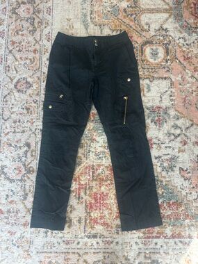 Lauren Ralph Lauren Black Cargo Pants with Gold Hardware